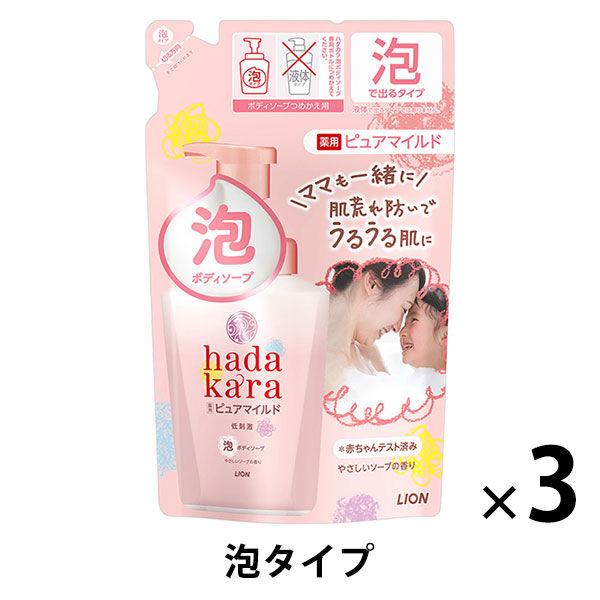 hadakara 藥用純溫和型泡沫沐浴露補充裝 440ml 3 件 Lion [泡沫型]