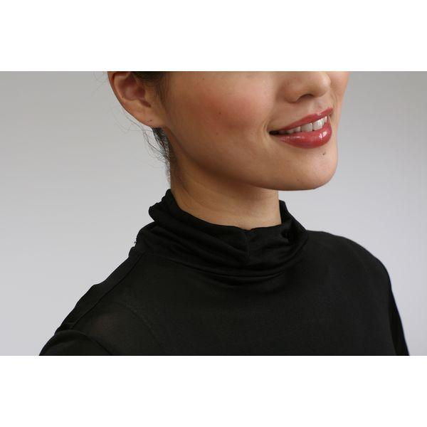 女用絲質高領長袖內搭T卹黑色LL大號7049LL-BK 1件（直出貨）