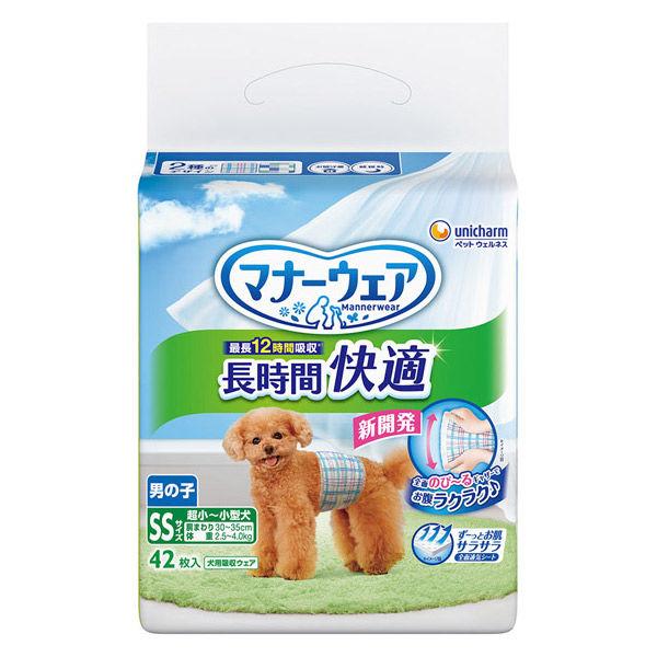Manor Wear 男孩長期舒適尿布，也適合老年犬，SS 尺寸，超小型至小型犬，42 片，1 袋，適合寵物，尤妮佳