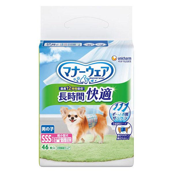 Manor Wear 男孩長期舒適尿布，同樣 SSS 尺寸，適合老年犬、超小型犬，46 片，1 袋，適合寵物，Unicharm