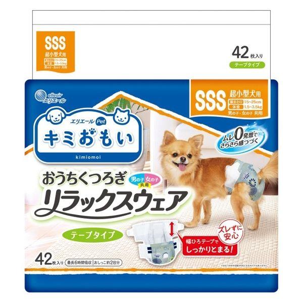 Elleair Kimi Omoi Relax Wear SSS 膠帶，超小型犬（男女通用型），42 片，1 袋，Daio 紙