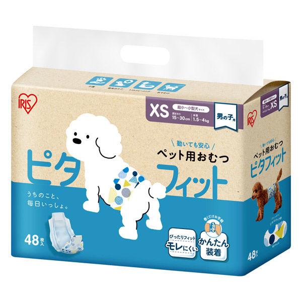 男孩寵物尿布 Pitafit，XS，超小型至小型犬尺寸，48 片，1 袋，Iris Ohyama