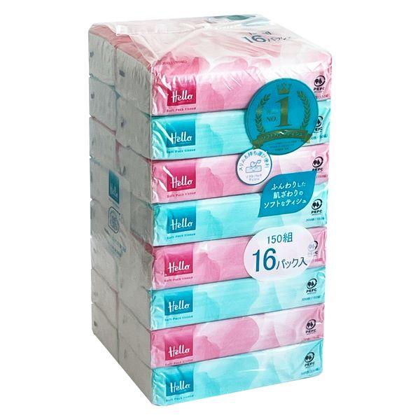 薄紙 Hello 軟包紙巾 150 雙通用紙 1 片（16 包）