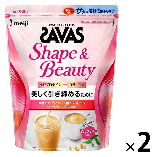 大豆蛋白 SAVAS Shape & Beauty 奶茶口味 1 套 (1 袋 (900g) x 2) 明治 (推薦)