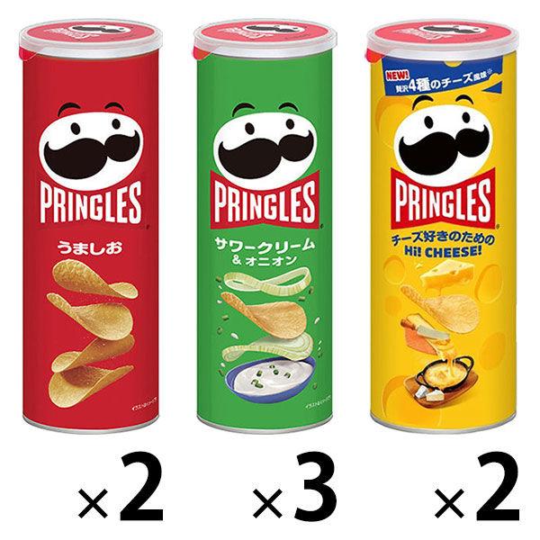 Pringles M 罐裝 3 件組（鹽 x 2、酸 C 和洋蔥 x 3、起司 x 2）Nippon Kellogg 薯片零食