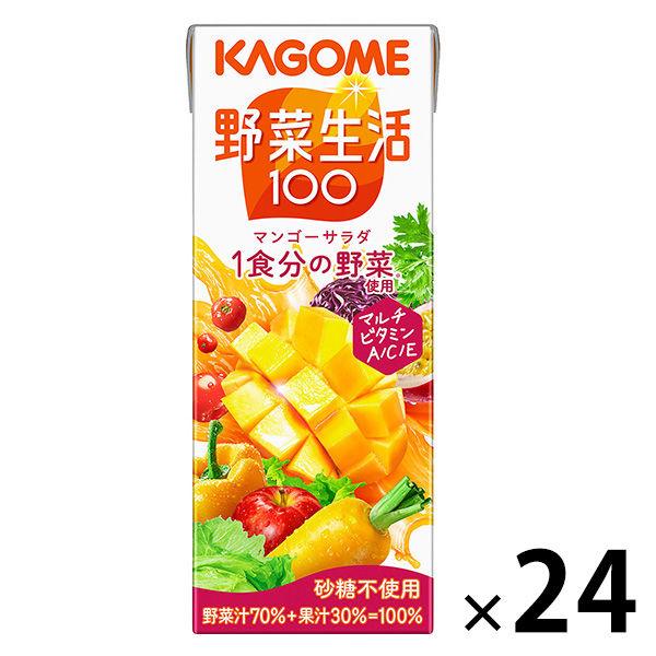 【紙包裝】【蔬菜汁】戈薇野菜生活100芒果沙拉200ml 1盒（24瓶）