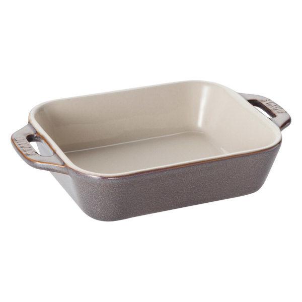 ストウブ Staub レクタンギュラーディッシュ アンティークグレー（14×11cm）1枚 グラタン皿 オーブン・電子レンジ対応 【日本正規販売品】